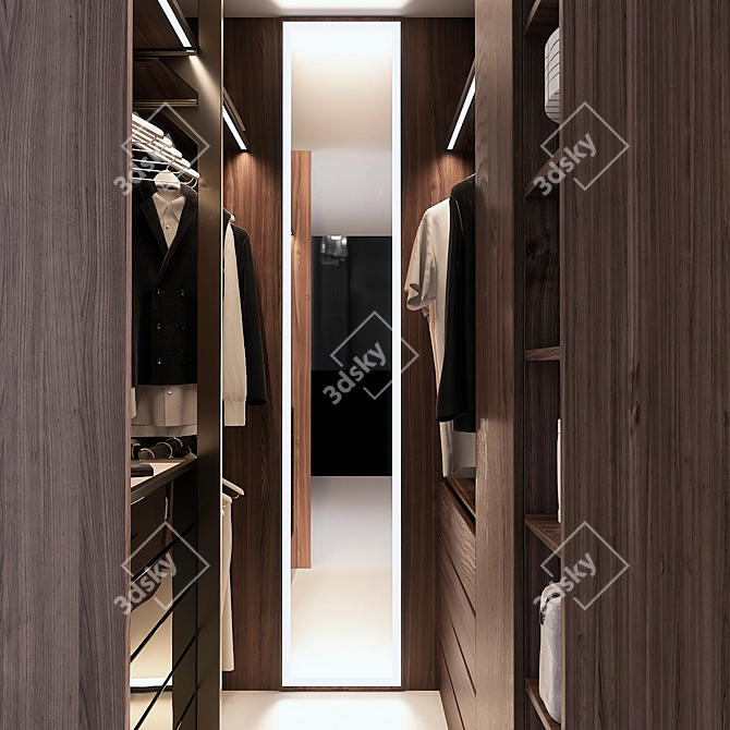 Modern Walk-In Wardrobe Set 3D model image 3