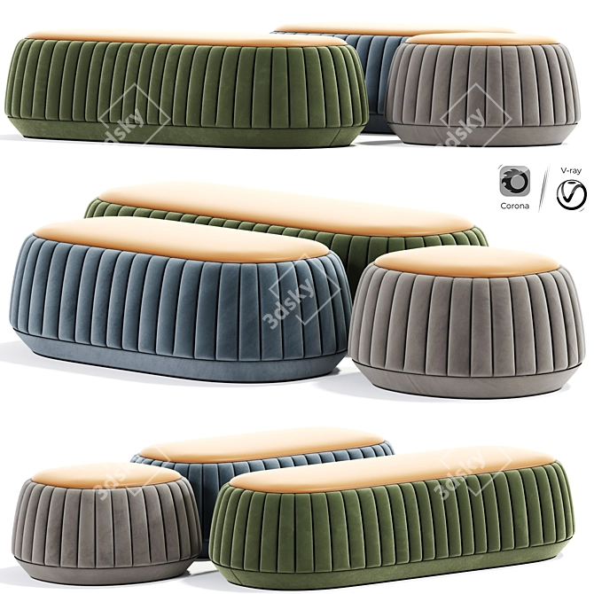Stylish Pouf Bensen Ottoman 3D model image 1