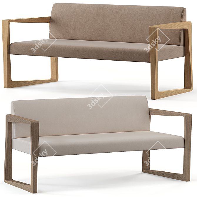 Modern Chic Two-Seat Sofa 3D model image 1