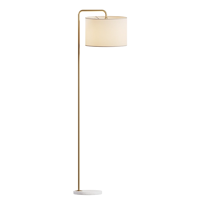 Modern White Shade Floor Lamp 3D model image 2