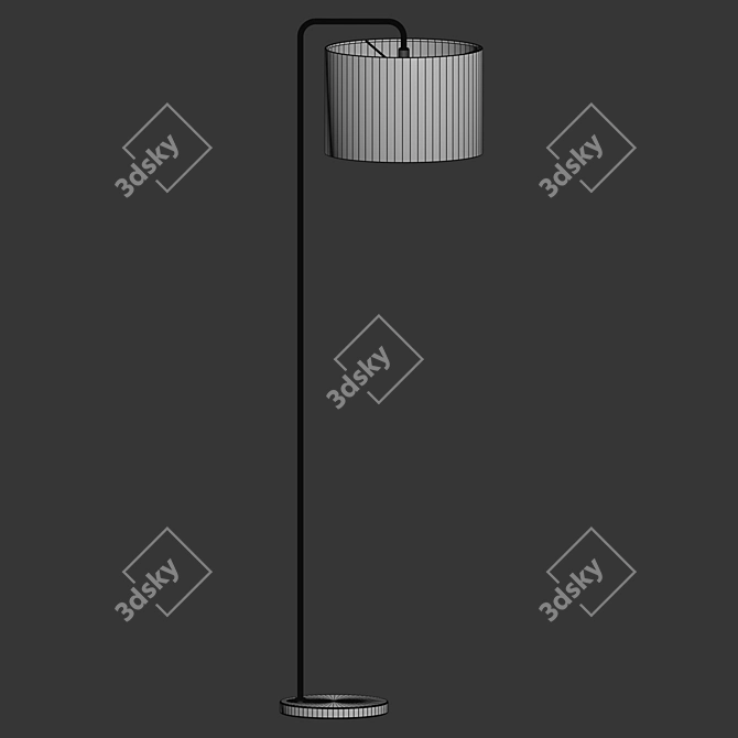 Modern White Shade Floor Lamp 3D model image 4