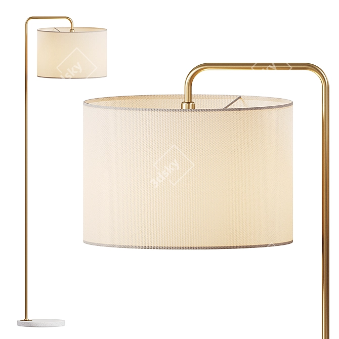 Modern White Shade Floor Lamp 3D model image 5