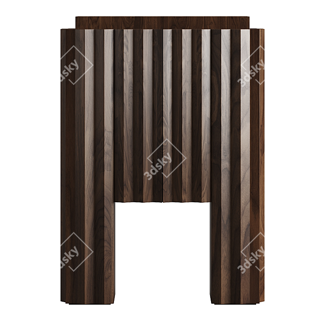 Sculpted Walnut Travertine Cabinet 3D model image 4