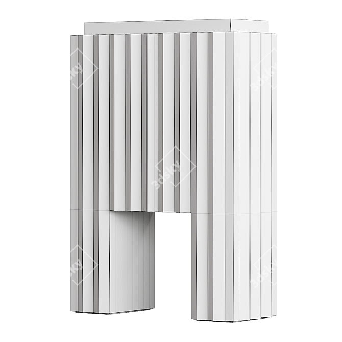 Sculpted Walnut Travertine Cabinet 3D model image 5