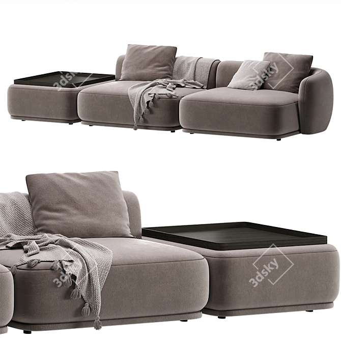 Sleek Modular Sofa Fabro 2 3D model image 3