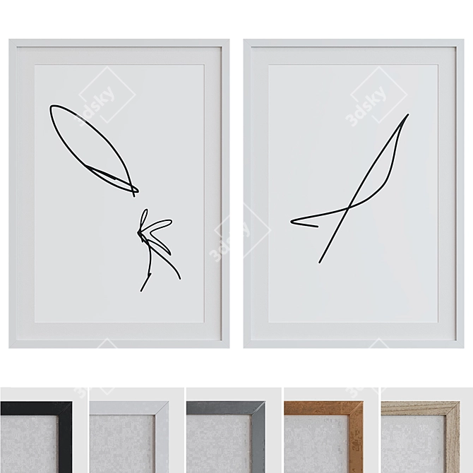 Modern Abstract Line Picture Frame Set 3D model image 1