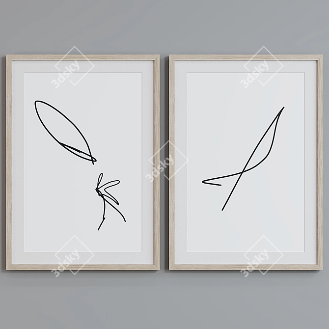 Modern Abstract Line Picture Frame Set 3D model image 5