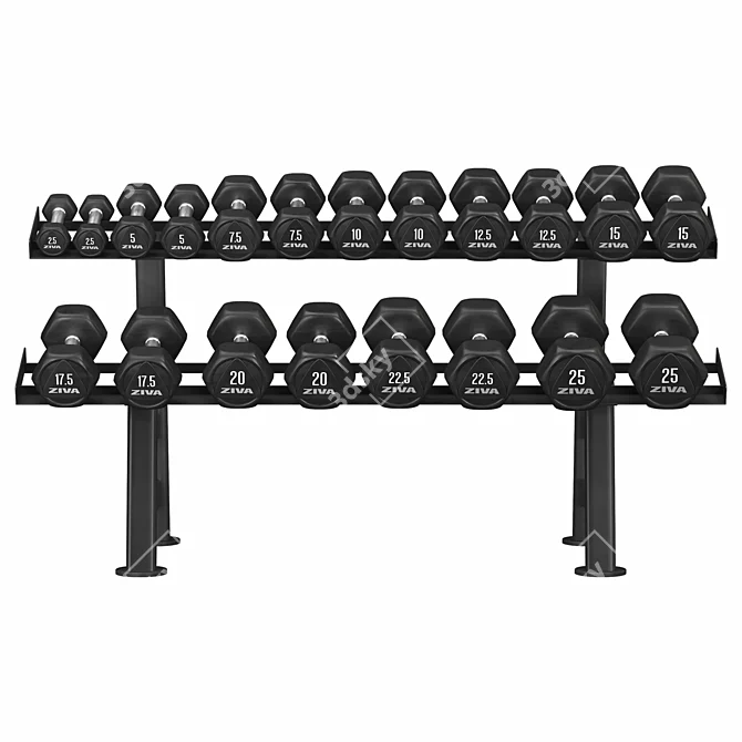 Hex Dumbbell Rack Storage Organizer 3D model image 2