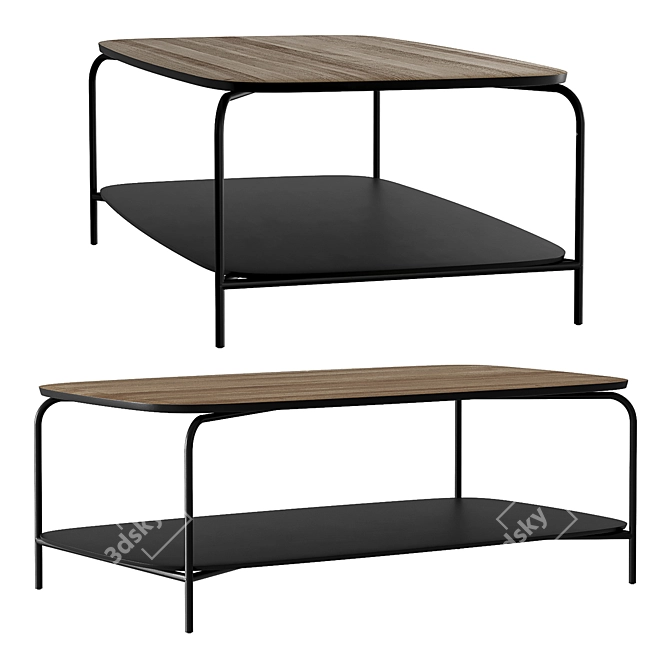 Genua Coffee Table in Black 3D model image 7