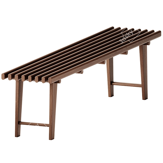 Elegant Elba Wood Bench 3D model image 2