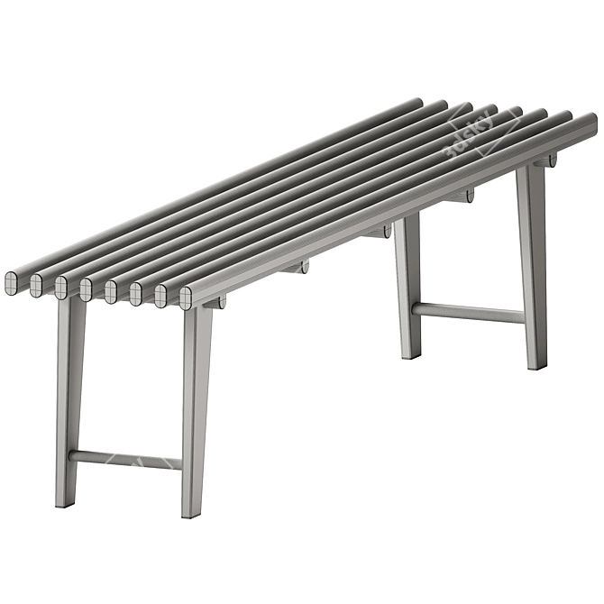 Elegant Elba Wood Bench 3D model image 6