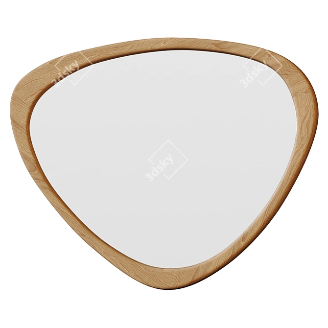 Asymmetric Pine Wood Wall Mirror 3D model image 3