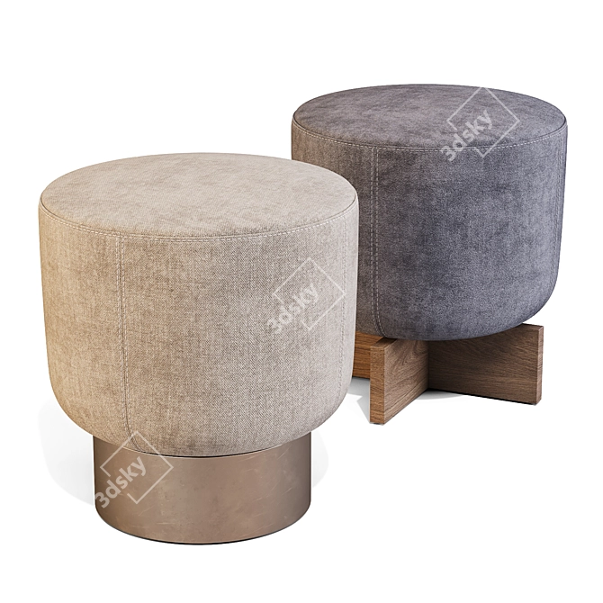 Modern Italian Pouf Set, Belt and Cross 3D model image 1