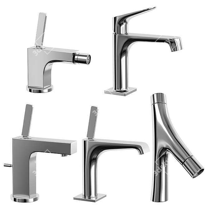 Chrome Axor Basin Tap Set 3D model image 1