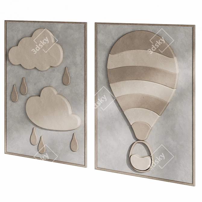 Cloudy Kids Room Wall Art 3D model image 3