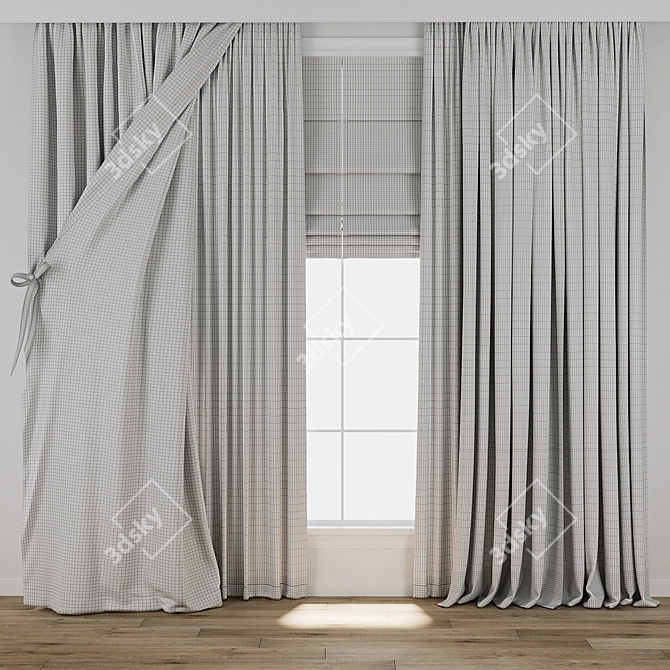 3D Curtain Model with Textures 3D model image 3