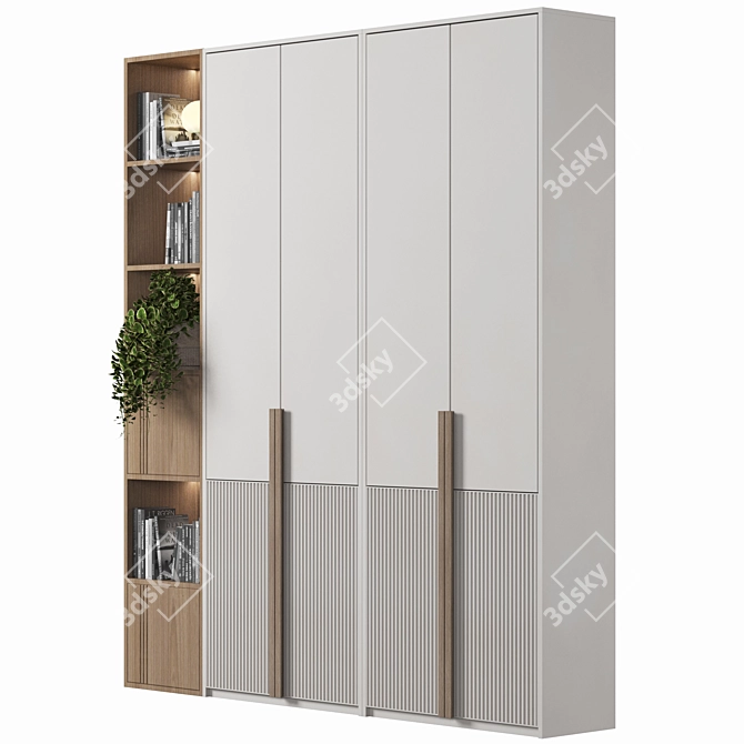 Luxury Wood Wardrobe 3D Model 3D model image 2
