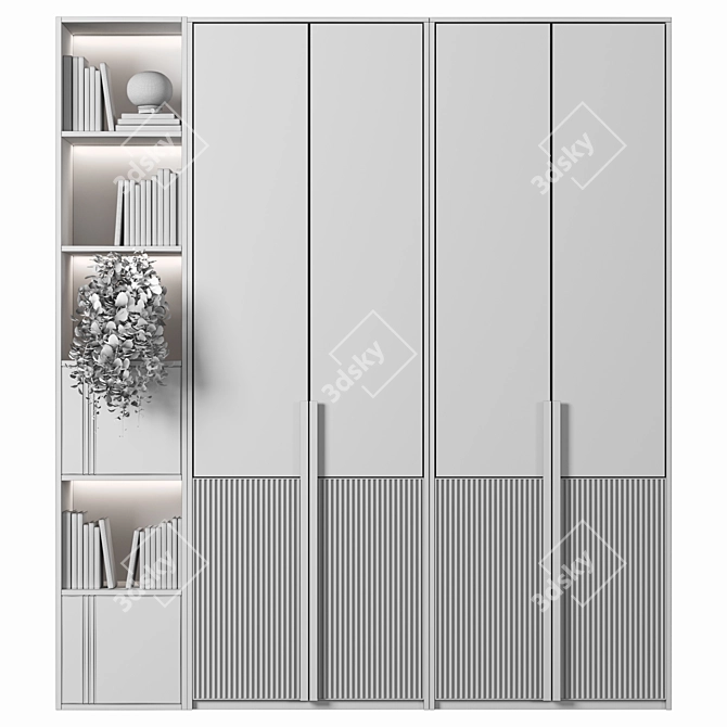 Luxury Wood Wardrobe 3D Model 3D model image 4