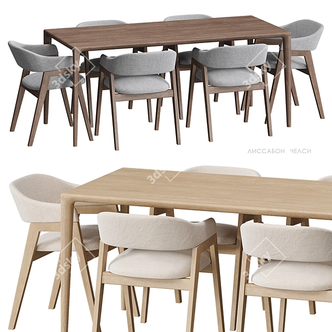 Lisbon Chelsea Dining Set Oak 3D model image 1