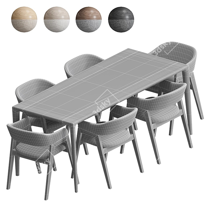 Lisbon Chelsea Dining Set Oak 3D model image 7