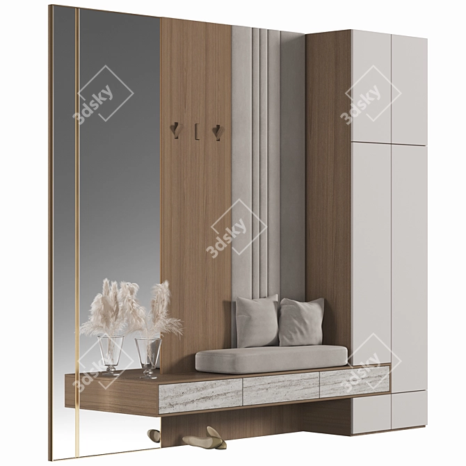 Premium Wood Wardrobe Furniture 3D model image 1