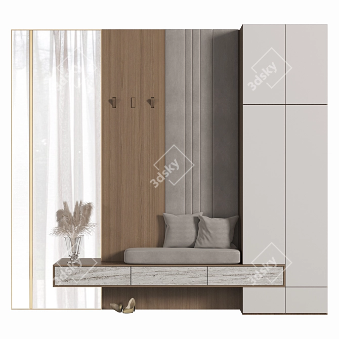 Premium Wood Wardrobe Furniture 3D model image 2