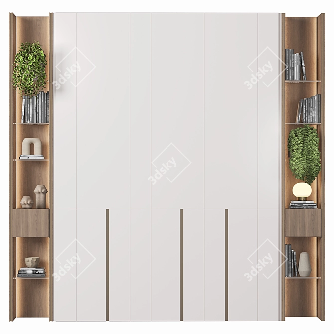 Premium Wood Wardrobe Furniture 3D model image 6