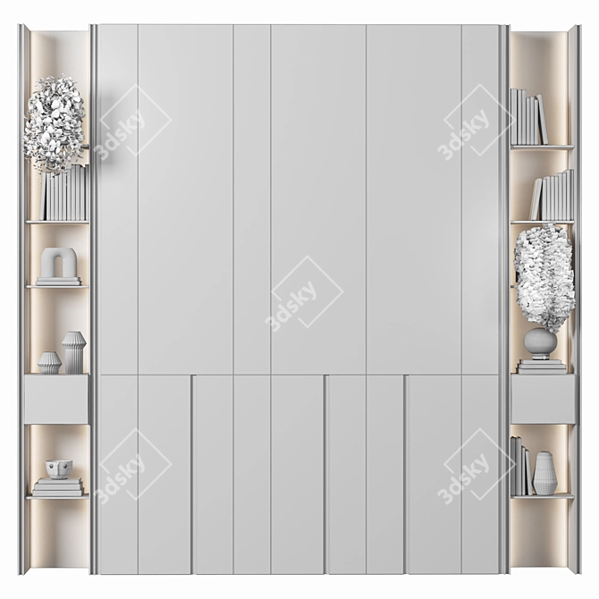Premium Wood Wardrobe Furniture 3D model image 8