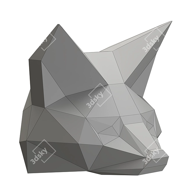 Fox Head Sculpture 3D model image 3