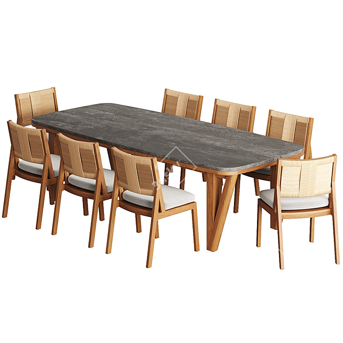 Roc Outdoor Dining Set 3D model image 2