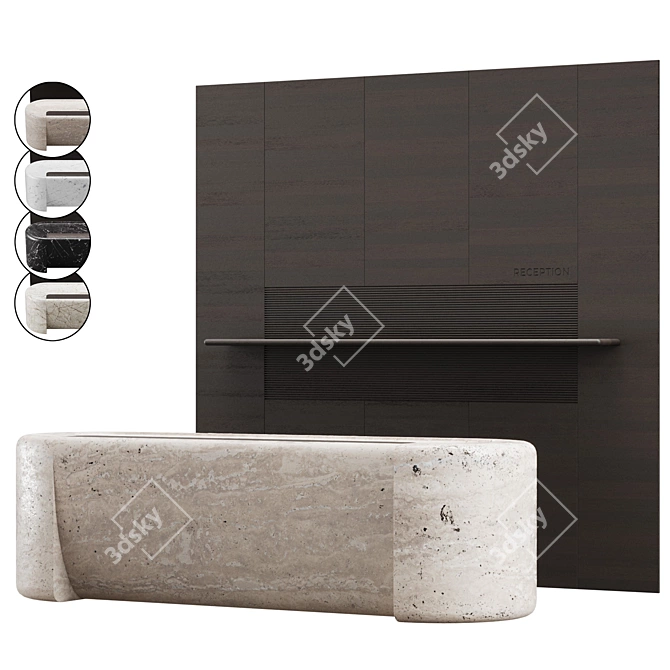 Marble Reception Desk Set 3D model image 1