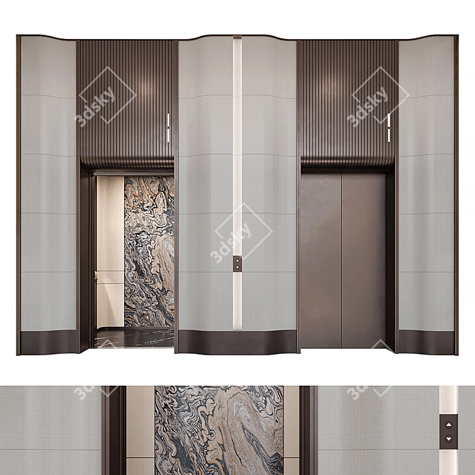 Modern Elevator Lobby Design Bundle 3D model image 1