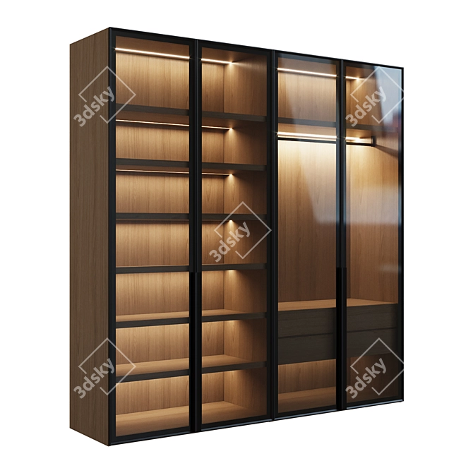 Modern Glass Door Cupboard 3D model image 1