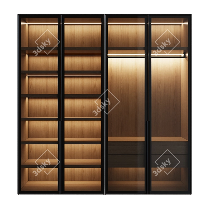 Modern Glass Door Cupboard 3D model image 2