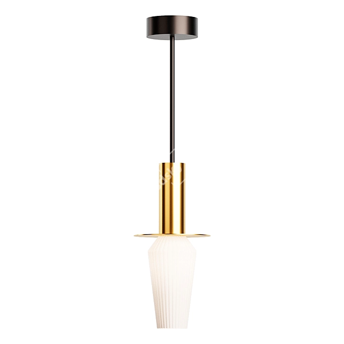 Opulent Gold Opaque Pendant Light 3D model image 2