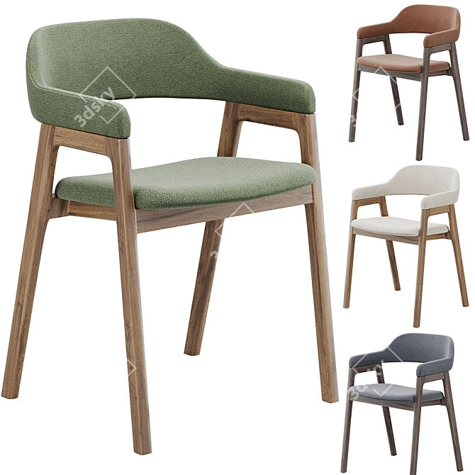 Modern Abilene Dining Armchair 3D model image 3