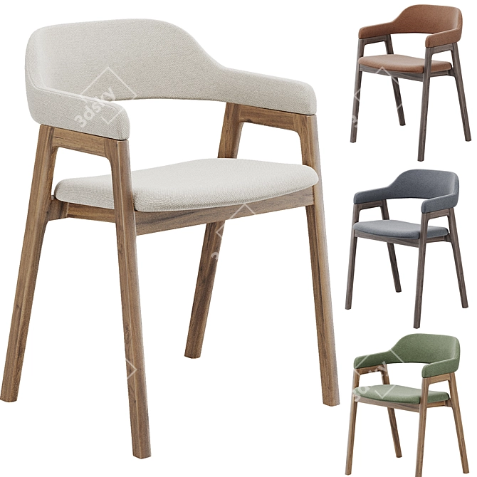 Modern Abilene Dining Armchair 3D model image 6