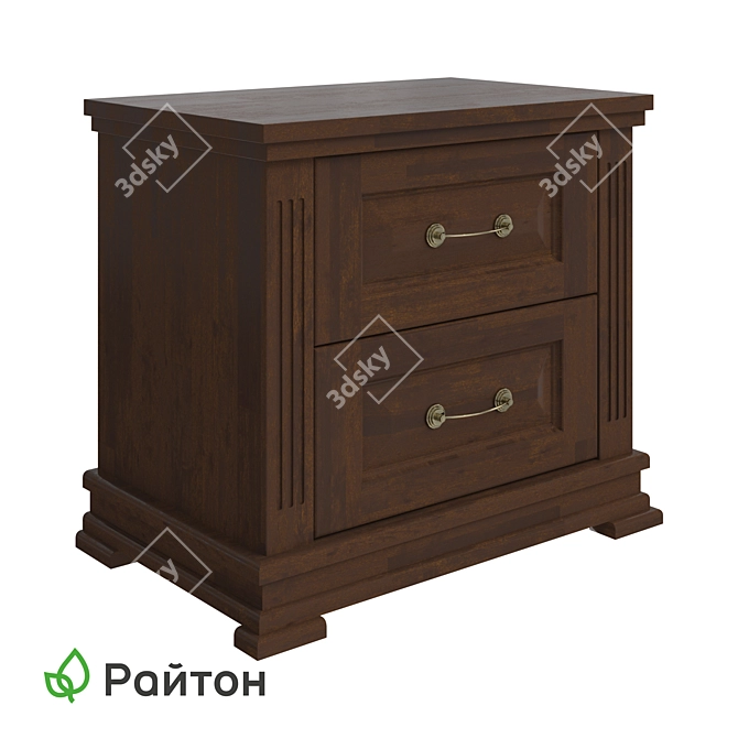 Milena Bedside Table Solid Wood 3D model image 1