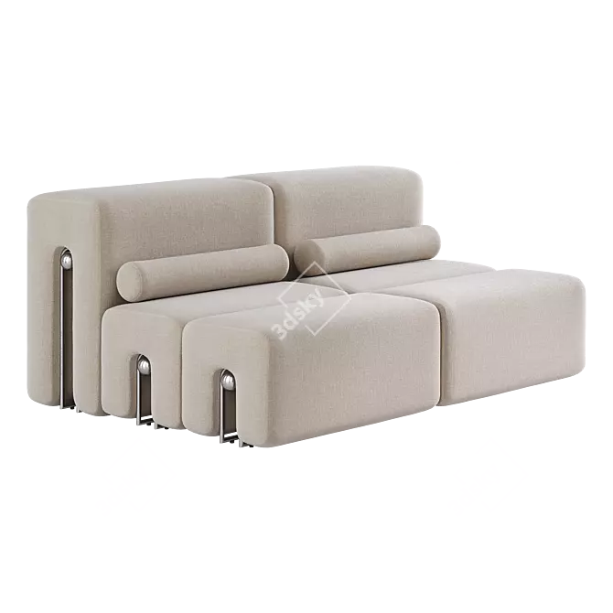 Luxury Living 2-Seater Sofa 3D model image 2