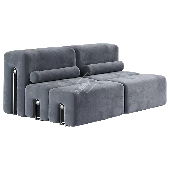 Luxury Living 2-Seater Sofa 3D model image 4