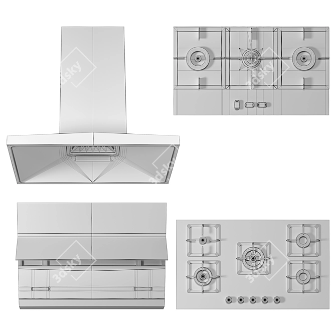 Robam Appliance Set Collection 3D model image 6