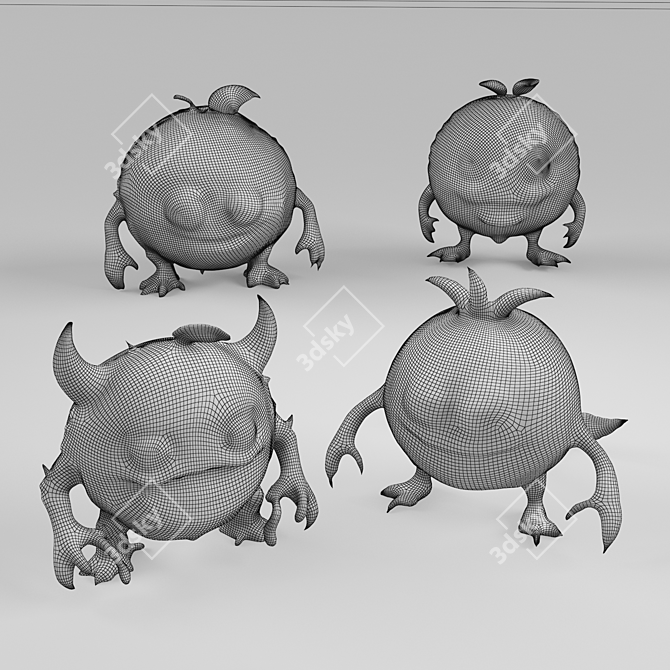 Lemon Monster Figurines 3D model image 7