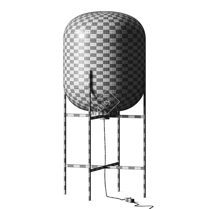 Blown Glass Leaded Floor Lamp 3D model image 3