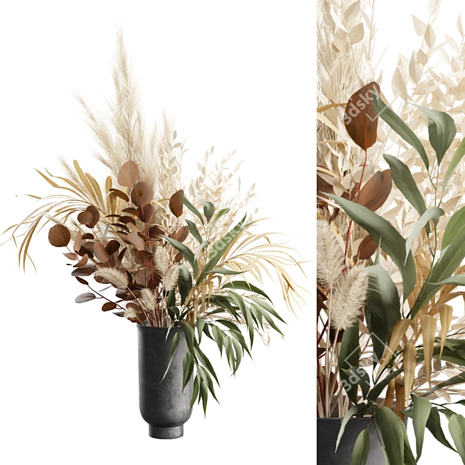 Elegant Pampas Vase Bouquet 3D model image 1