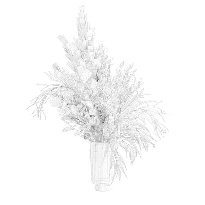 Elegant Pampas Vase Bouquet 3D model image 3