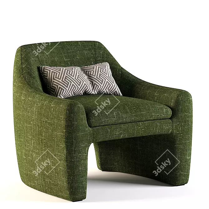 Sangria Red Fabric Armchair 3D model image 1