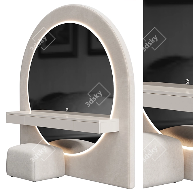 Modern Vanity Set with Mirror 3D model image 2