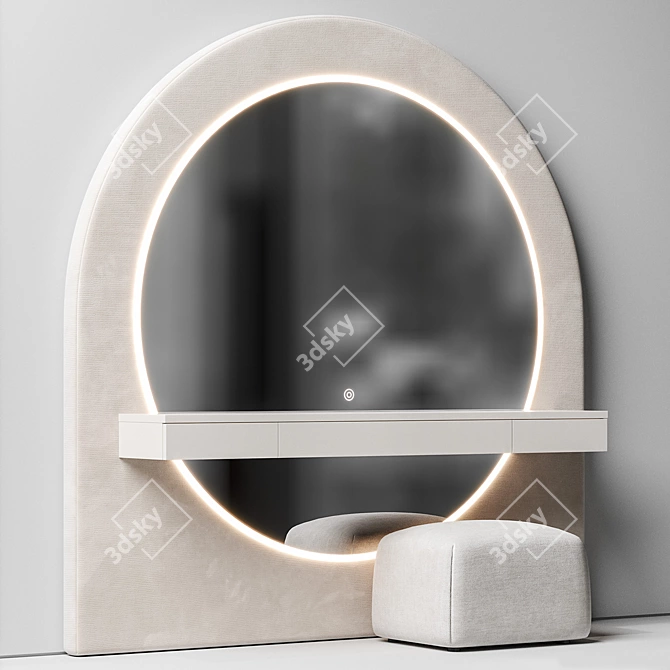 Modern Vanity Set with Mirror 3D model image 4