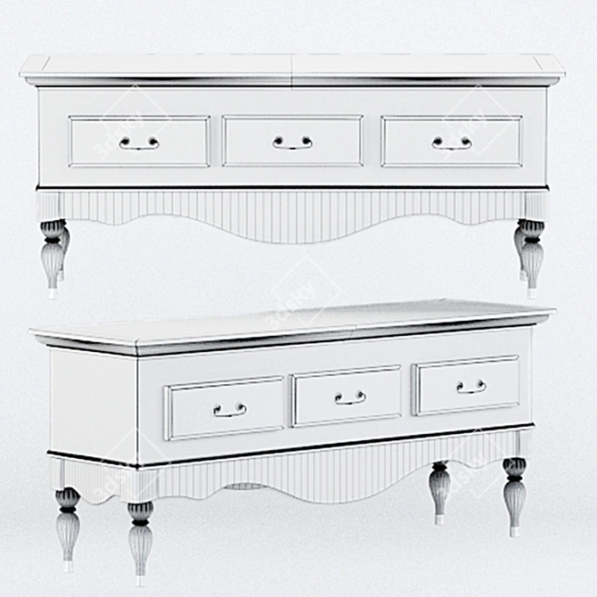 Victorian Style Media Console, Timberika 3D model image 2