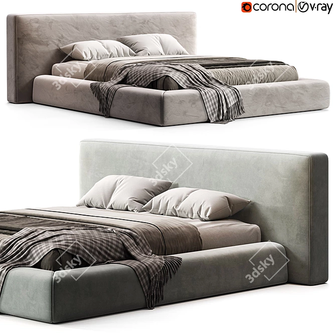 Modern 2015 Jerry Bed Framework 3D model image 1